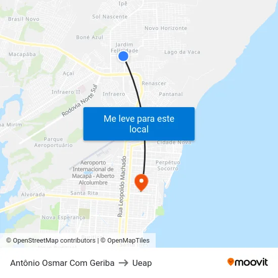 Antônio Osmar Com Geriba to Ueap map