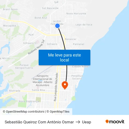 Sebastião Queiroz Com Antônio Osmar to Ueap map