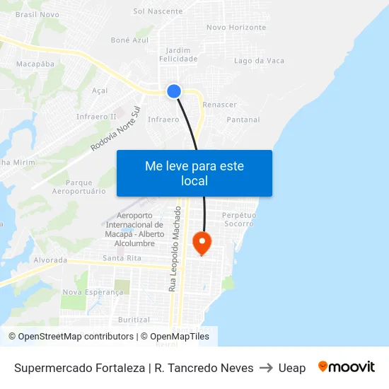Supermercado Fortaleza | R. Tancredo Neves to Ueap map