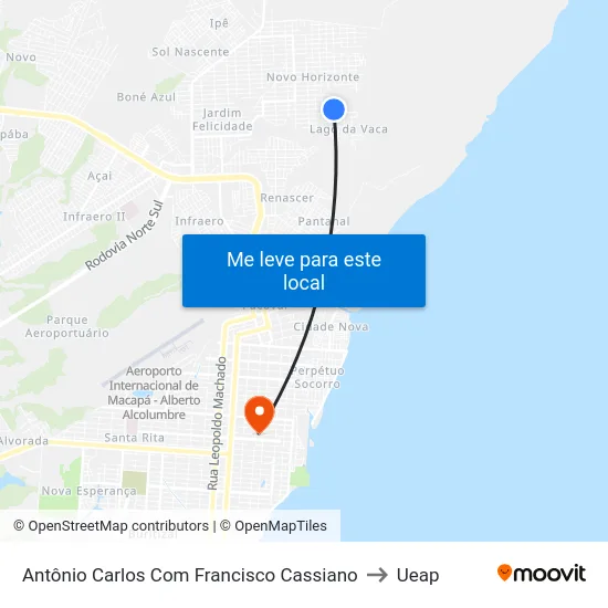 Antônio Carlos Com Francisco Cassiano to Ueap map
