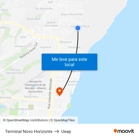 Terminal Novo Horizonte to Ueap map