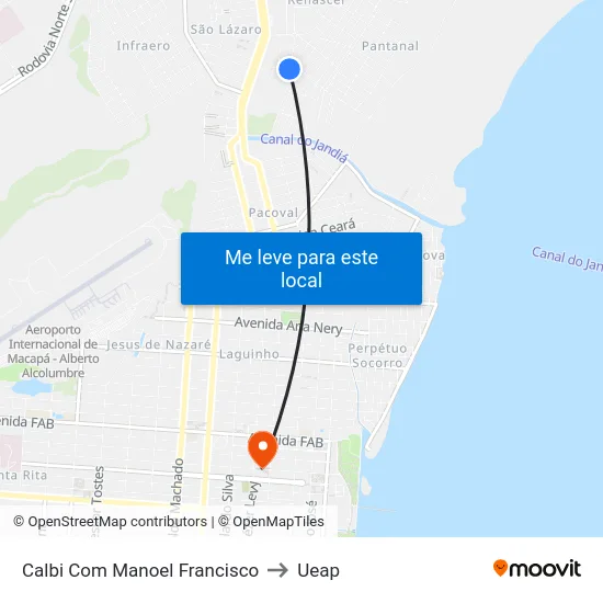 Calbi Com Manoel Francisco to Ueap map