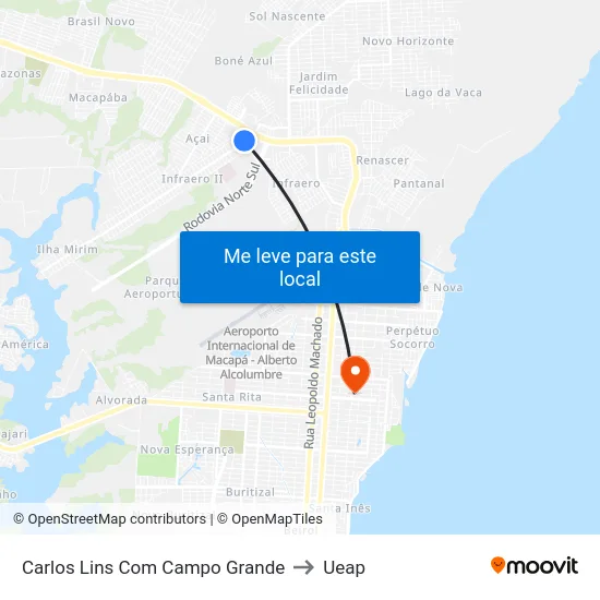 Carlos Lins Com Campo Grande to Ueap map