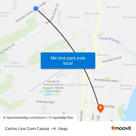 Carlos Lins Com Caxias to Ueap map