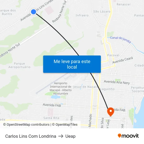 Carlos Lins Com Londrina to Ueap map