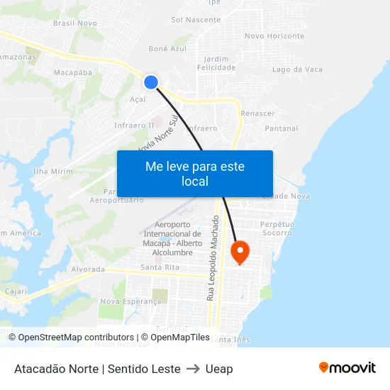 Atacadão Norte | Sentido Leste to Ueap map