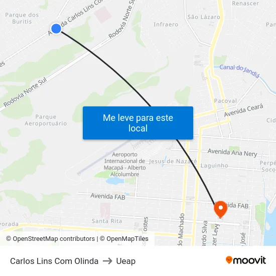 Carlos Lins Com Olinda to Ueap map