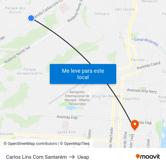 Carlos Lins Com Santarém to Ueap map