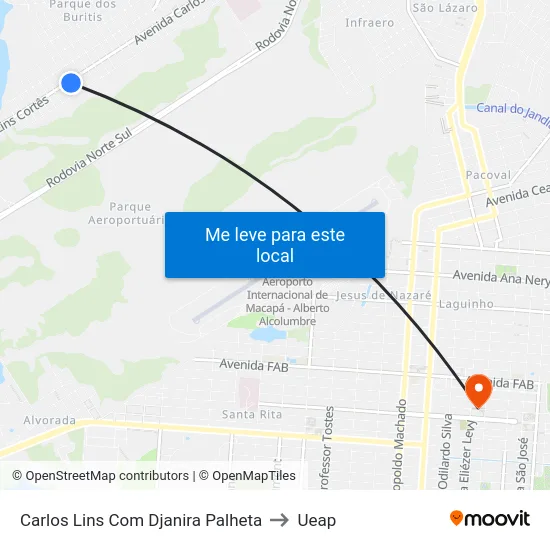 Carlos Lins Com Djanira Palheta to Ueap map