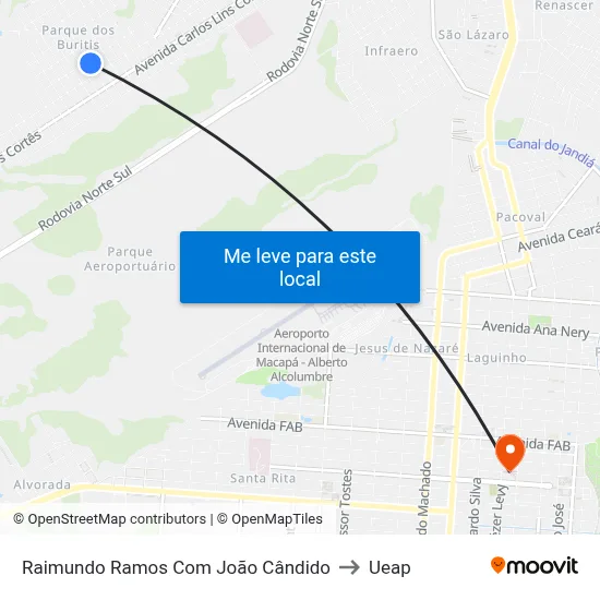 Raimundo Ramos Com João Cândido to Ueap map