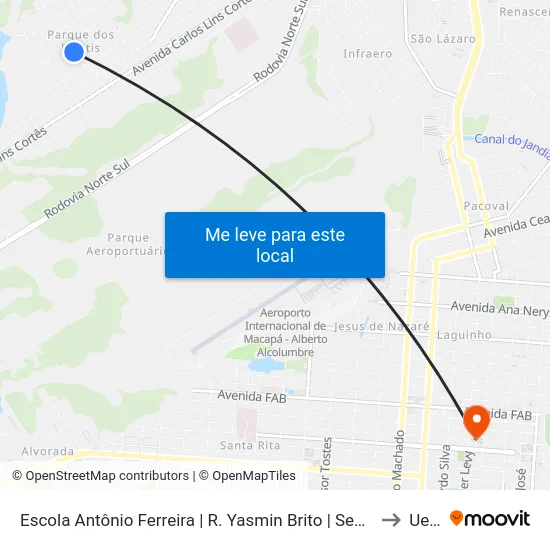 Escola Antônio Ferreira | R. Yasmin Brito | Sentido Norte to Ueap map