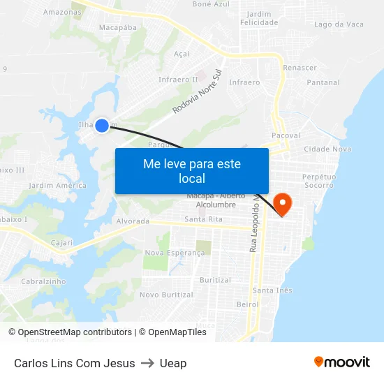 Carlos Lins Com Jesus to Ueap map