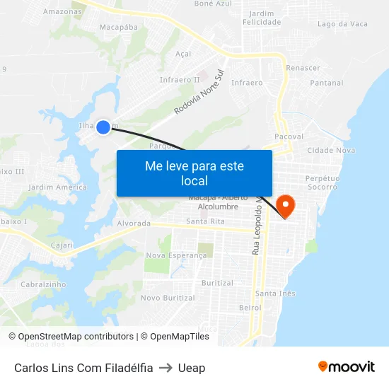 Carlos Lins Com Filadélfia to Ueap map