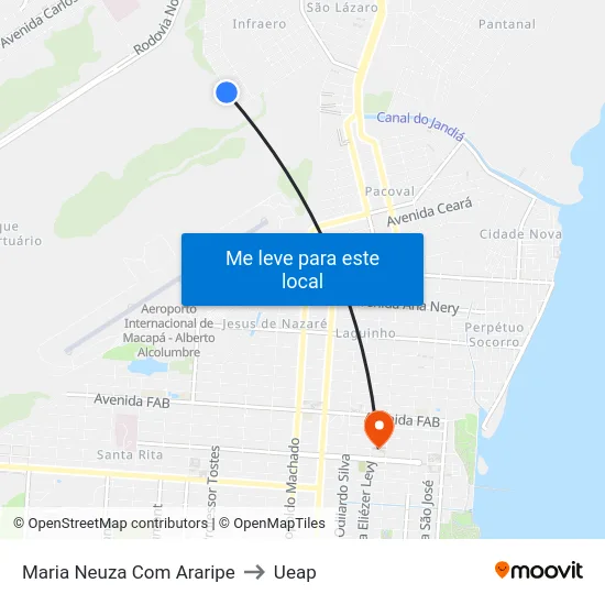 Maria Neuza Com Araripe to Ueap map