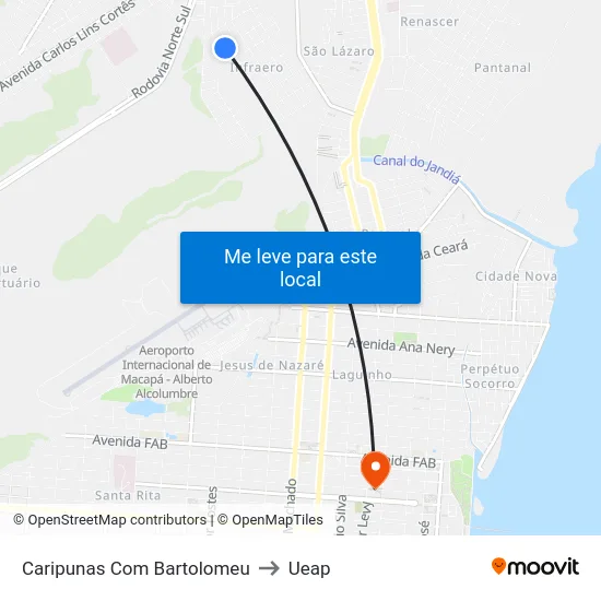 Caripunas Com Bartolomeu to Ueap map