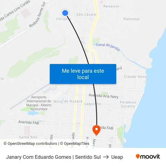 Janary Com Eduardo Gomes | Sentido Sul to Ueap map