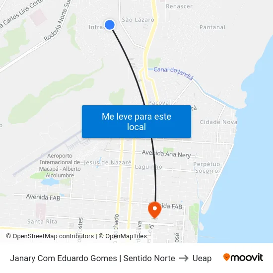 Janary Com Eduardo Gomes | Sentido Norte to Ueap map