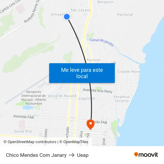 Chico Mendes Com Janary to Ueap map