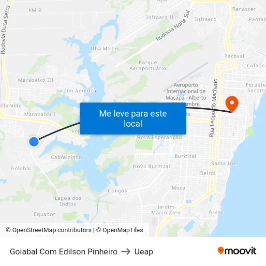 Goiabal Com Edilson Pinheiro to Ueap map