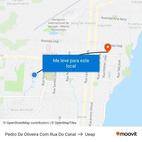 Pedro De Oliveira Com Rua Do Canal to Ueap map