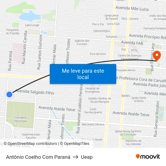 Antônio Coelho Com Paraná to Ueap map