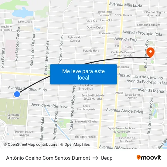 Antônio Coelho Com Santos Dumont to Ueap map