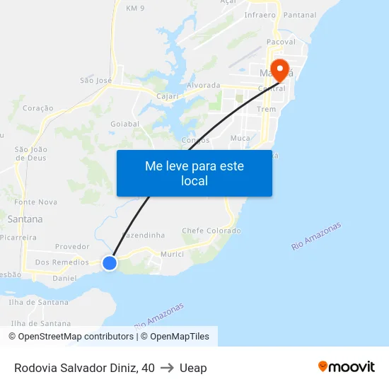 Rodovia Salvador Diniz, 40 to Ueap map