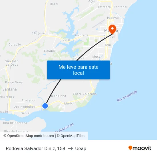 Rodovia Salvador Diniz, 158 to Ueap map