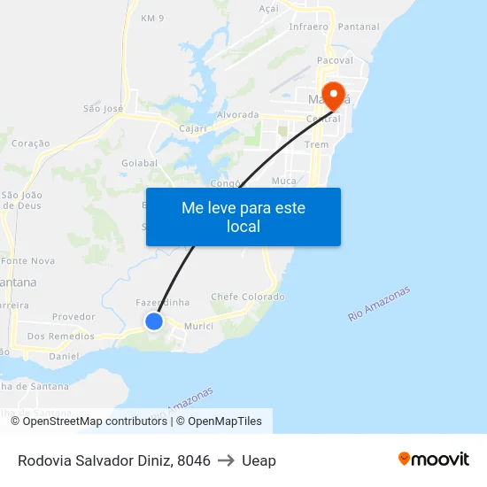 Rodovia Salvador Diniz, 8046 to Ueap map