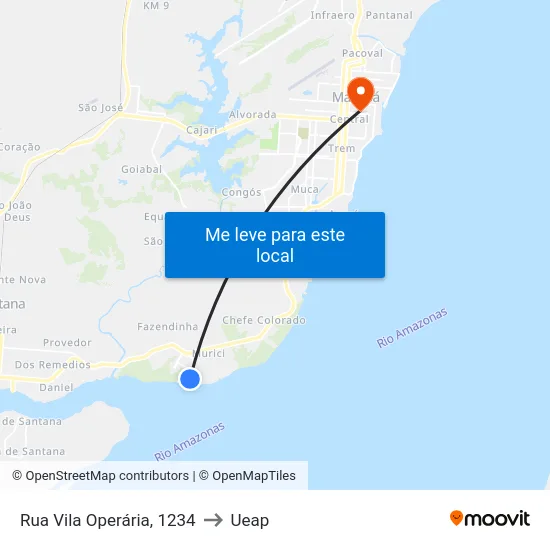 Rua Vila Operária, 1234 to Ueap map