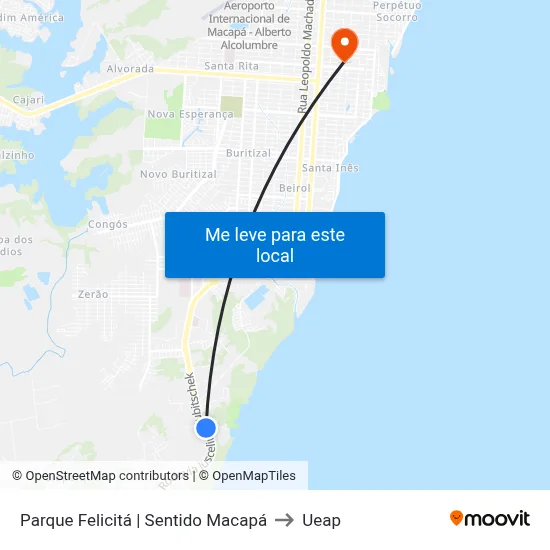 Parque Felicitá | Sentido Macapá to Ueap map