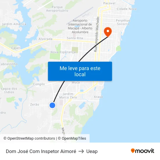 Dom José Com Inspetor Aimoré to Ueap map