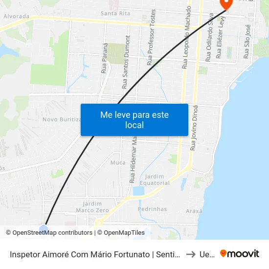 Inspetor Aimoré Com Mário Fortunato | Sentido Norte to Ueap map