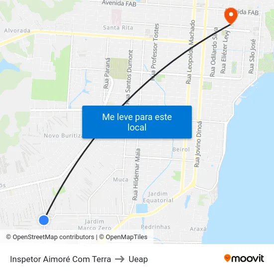 Inspetor Aimoré Com Terra to Ueap map