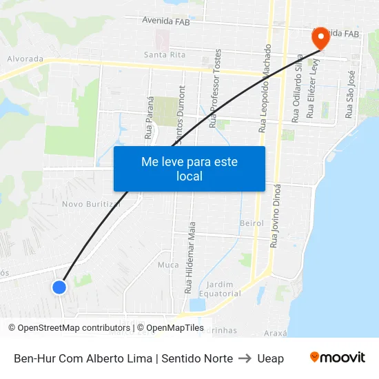 Ben-Hur Com Alberto Lima | Sentido Norte to Ueap map