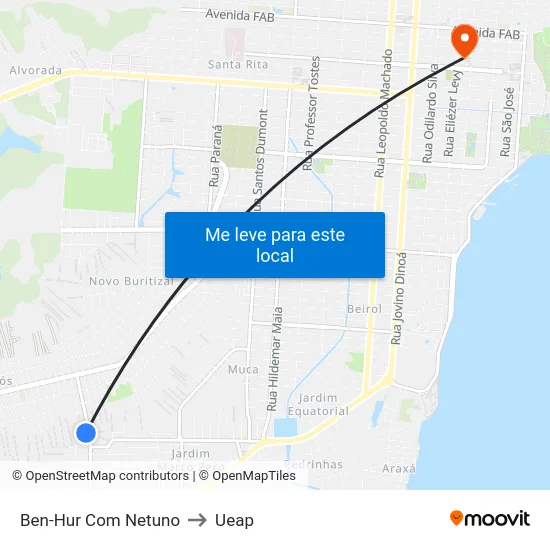 Ben-Hur Com Netuno to Ueap map