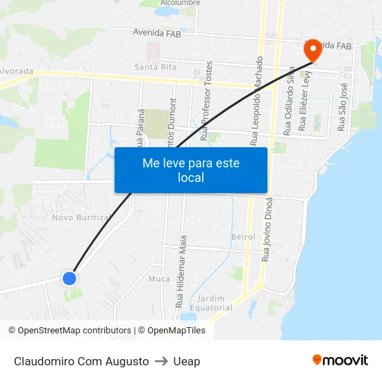 Claudomiro Com Augusto to Ueap map