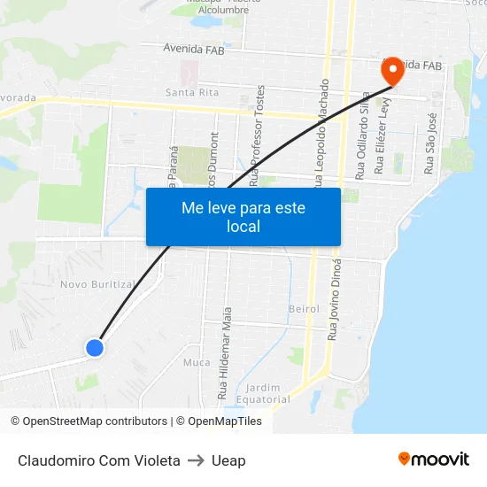 Claudomiro Com Violeta to Ueap map