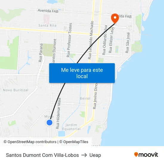 Santos Dumont Com Villa-Lobos to Ueap map
