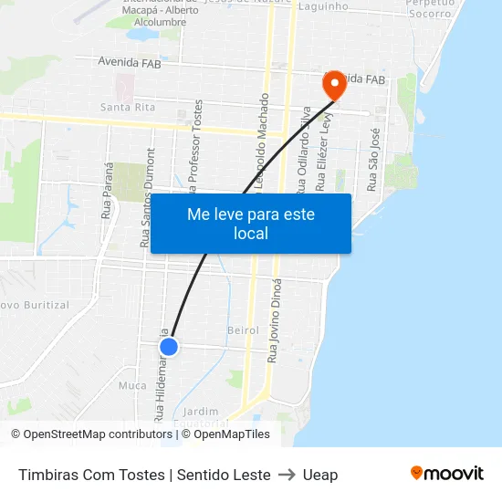 Timbiras Com Tostes | Sentido Leste to Ueap map