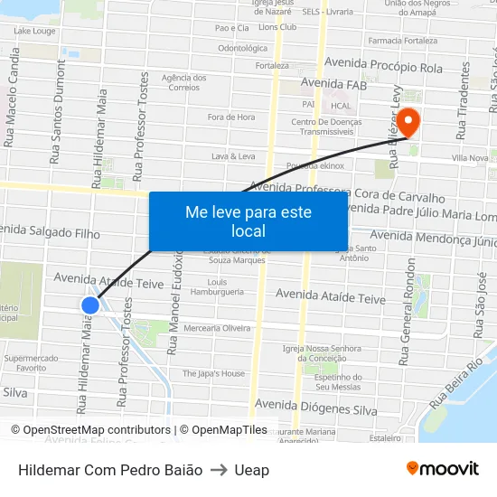 Hildemar Com Pedro Baião to Ueap map