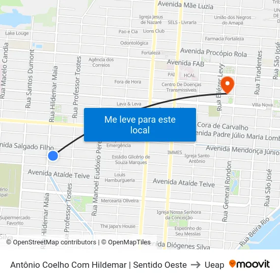 Antônio Coelho Com Hildemar | Sentido Oeste to Ueap map