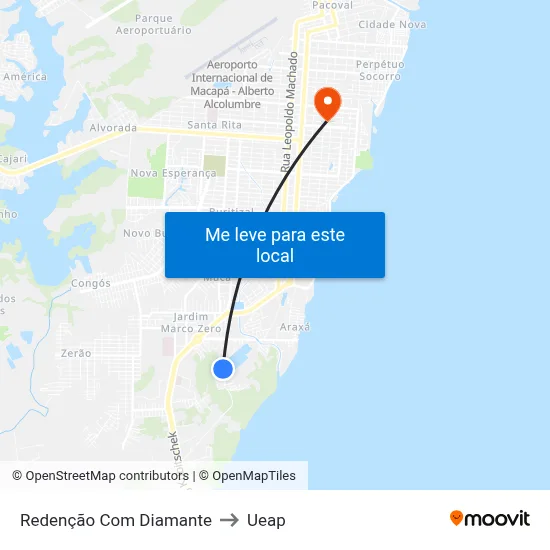 Redenção Com Diamante to Ueap map