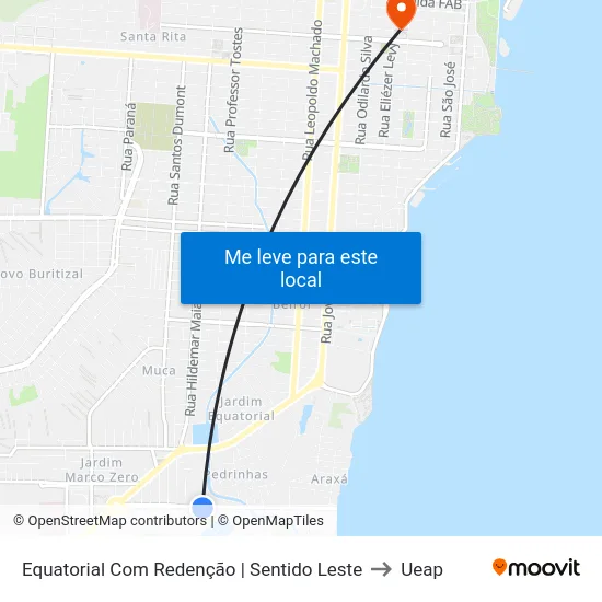 Equatorial Com Redenção | Sentido Leste to Ueap map