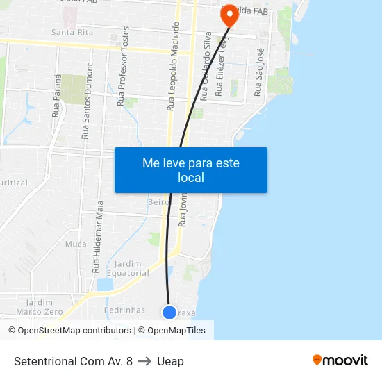 Setentrional Com Av. 8 to Ueap map