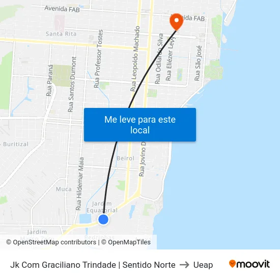 Jk Com Graciliano Trindade | Sentido Norte to Ueap map