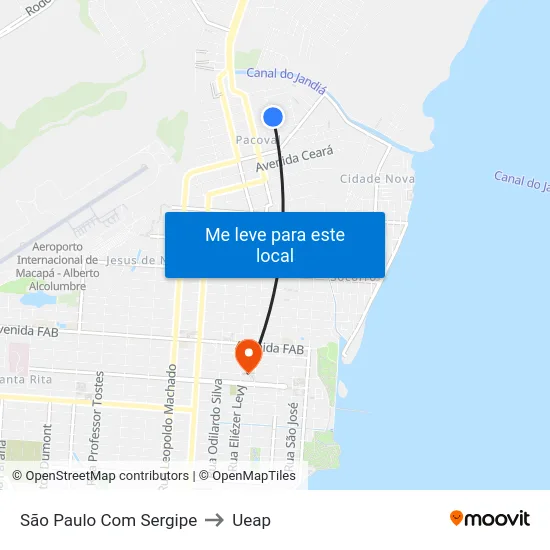 São Paulo Com Sergipe to Ueap map