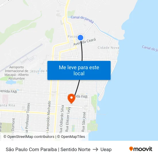 São Paulo Com Paraíba | Sentido Norte to Ueap map