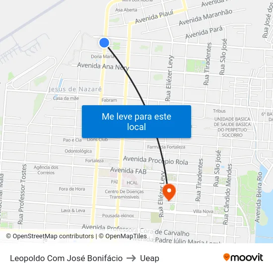 Leopoldo Com José Bonifácio to Ueap map