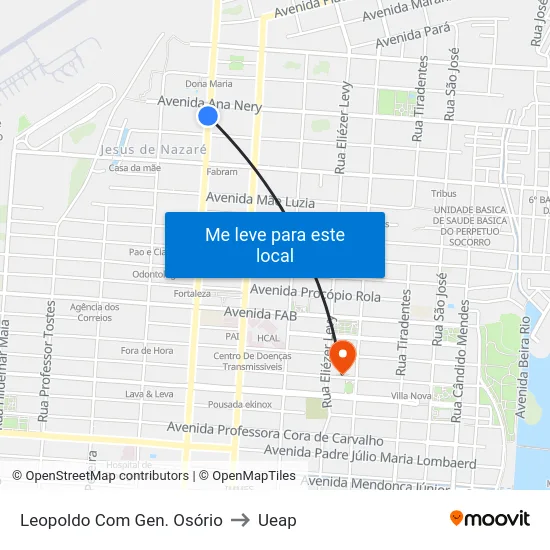 Leopoldo Com Gen. Osório to Ueap map